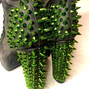 Jeffrey Campbell black/green spike lita platforms